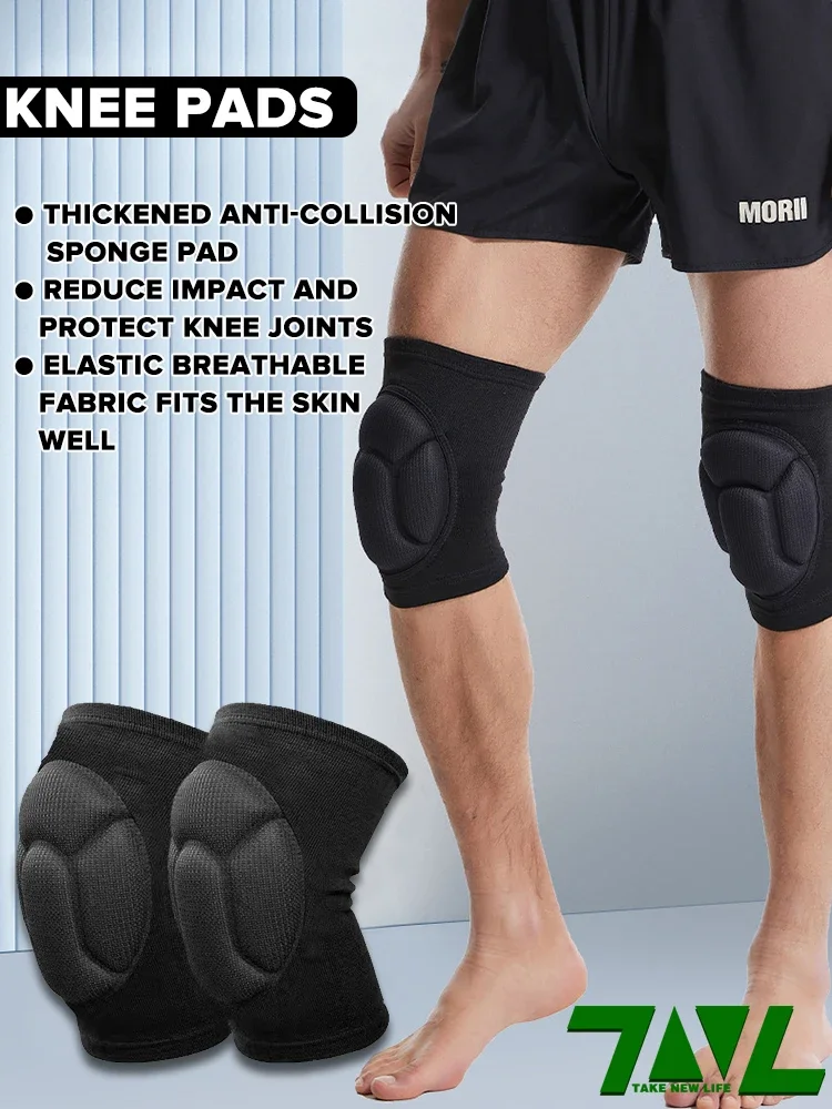 1Paire de protection épaissie Sports Kneepad Elastic Knee Pads Support Fitness Gear Basketball Volleyball Brace Protector Unisexe