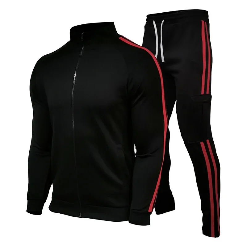 Chándal con logotipo personalizado para hombre, conjunto de 2 piezas, chaqueta con cremallera, pantalones de chándal, traje de entrenamiento, trajes