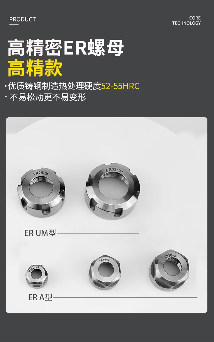 ER8M ER11M ER16M ER20M Pinza per incisione del router CNC Dado esagonale di serraggio, per pinza per fresatura per tornio CNC Porta mandrino