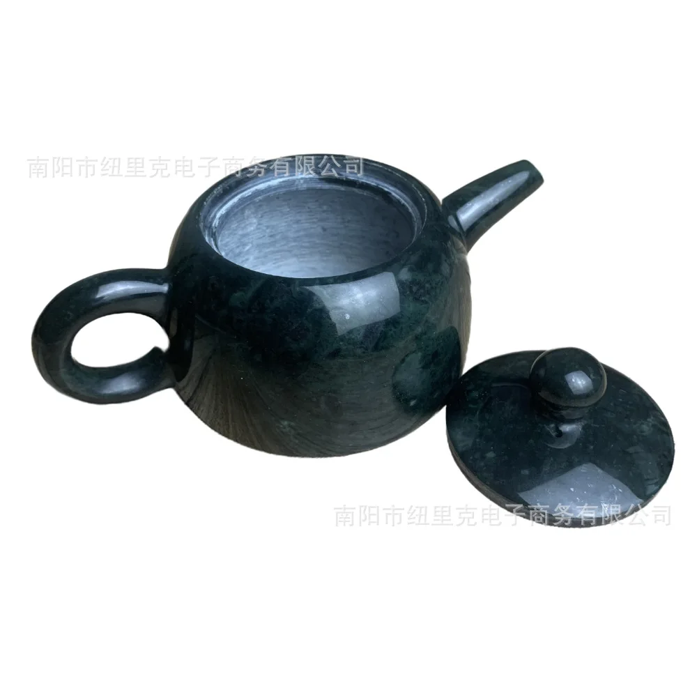 Natural Green Jade Teapot Healing Magnet Stones Kung Fu Teaset Genuine Tibetan Medicine King Stone Teapots Water Pots Kettles