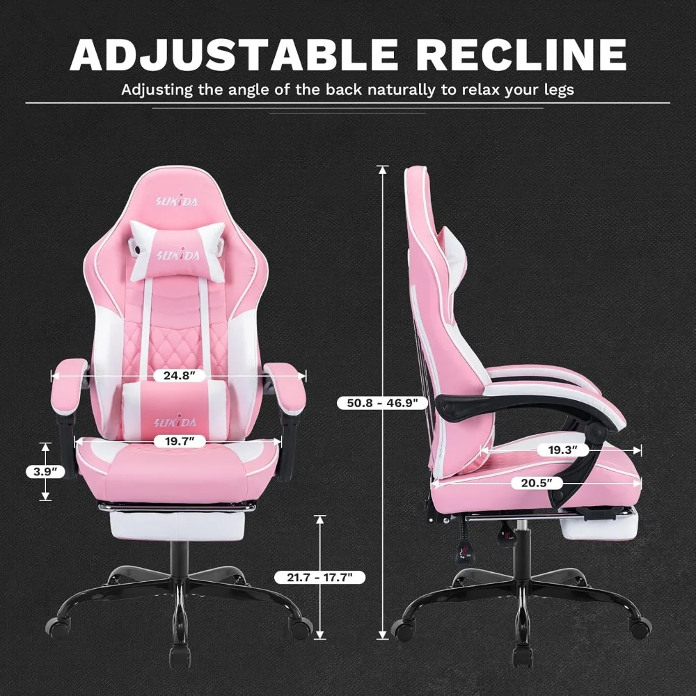 Sillas ergonómicas para videojuegos para adultos, soporte Lumbar giratorio, altura ajustable, reposacabezas, respaldo para ordenador