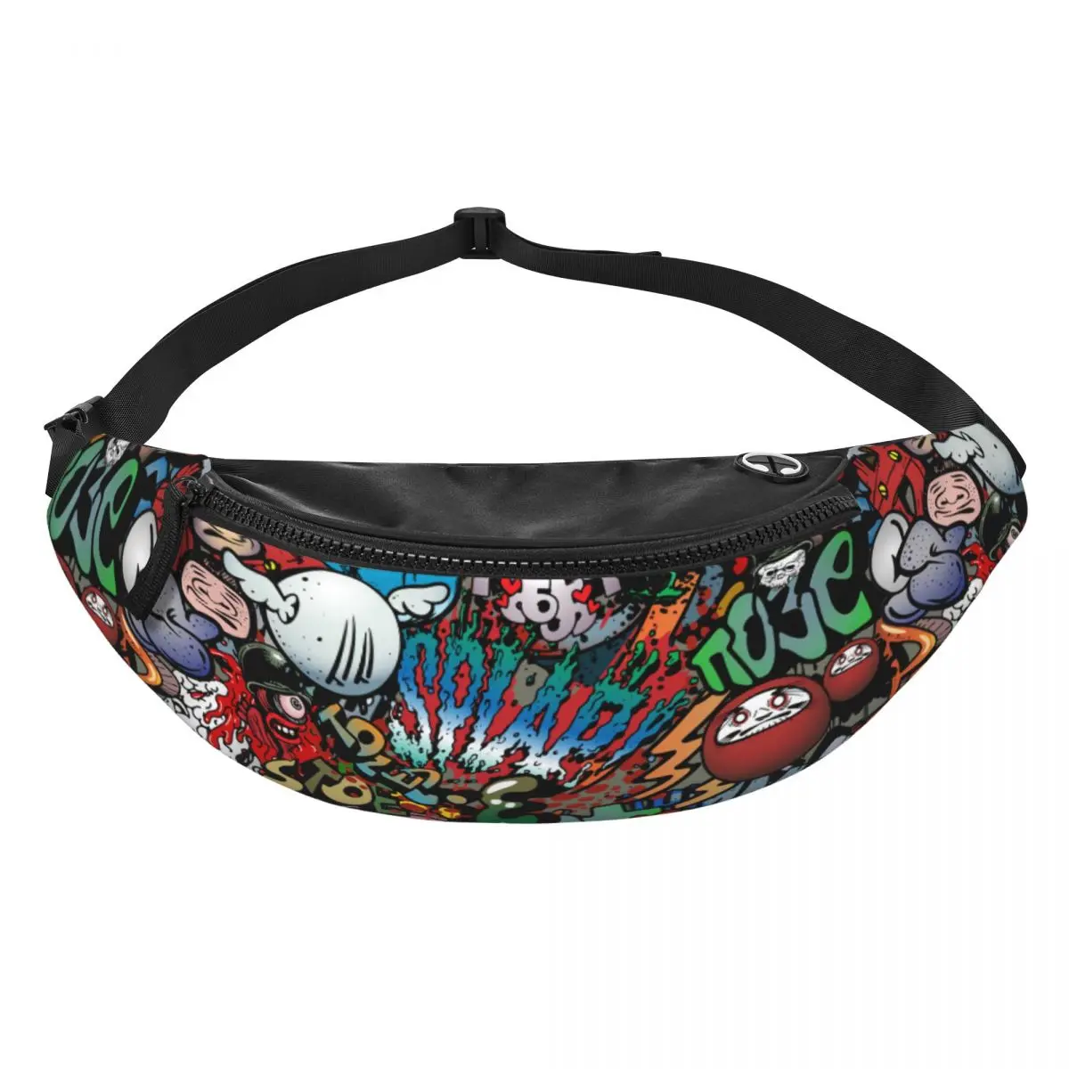 Niestandardowe 70-tych retro komiksowych nadruków graffiti Fanny Pack Mężczyźni Kobiety Comic Street Art Crossbody Torba na biodra na telefon kempingowy Saszetka na pieniądze