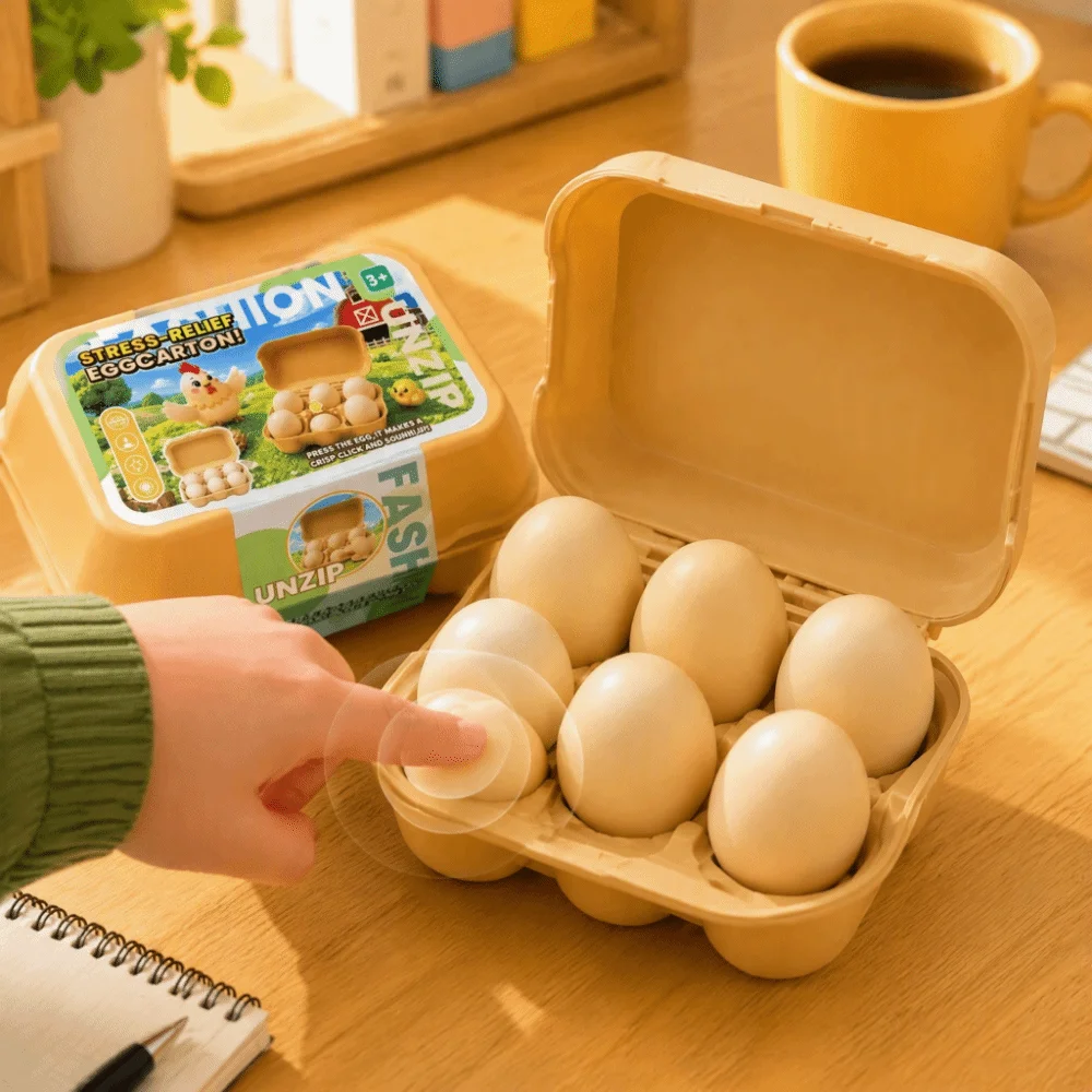 Minimalist Beige Button Clicker Keychain Portable Size Novelty Press Keychain Keyring Egg Shape Egg Button Clicker