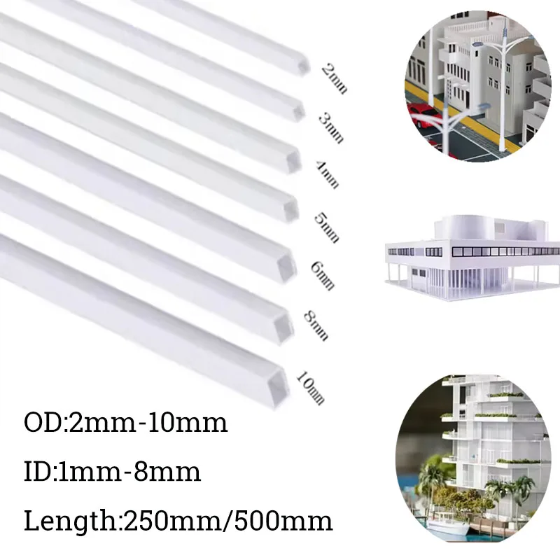 10/50Pcs ABS White Square Plastic Rod Bar Stick For Architecture Model Making Model Material DIY Accessories Cutting Supplies