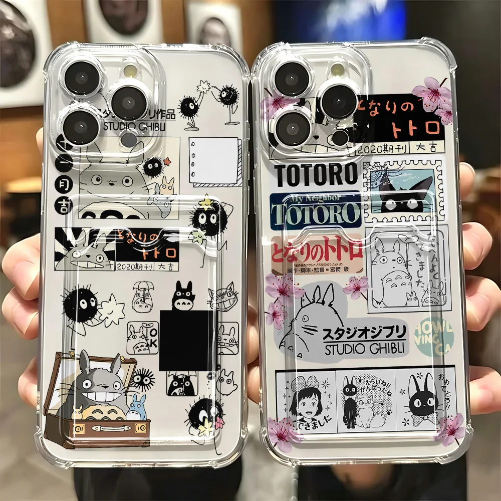 Cute Anime Movie Totoros Card Hold Case For Samsung Galaxy A17 A07 A56 A36 A26 A55 A35 A24 A14 A54 A15 A25 A34 A23 4G 5G Cover