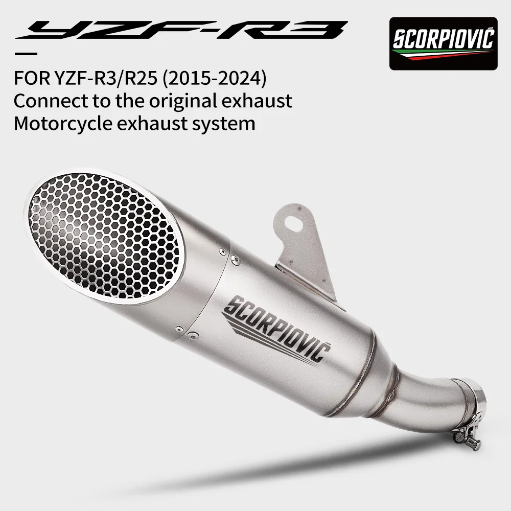 

Suitable for YZF-R3, R25 integrated mid tail exhaust escape system Connect to the original exhaust 2015-2024