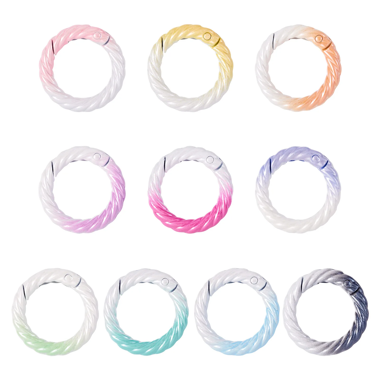 

10pcs 10color Zinc Alloy Spring Gate Rings Round Ring Mixed Color For Making DIY Jewelry Necklace Bracelet Key Chain Accessories