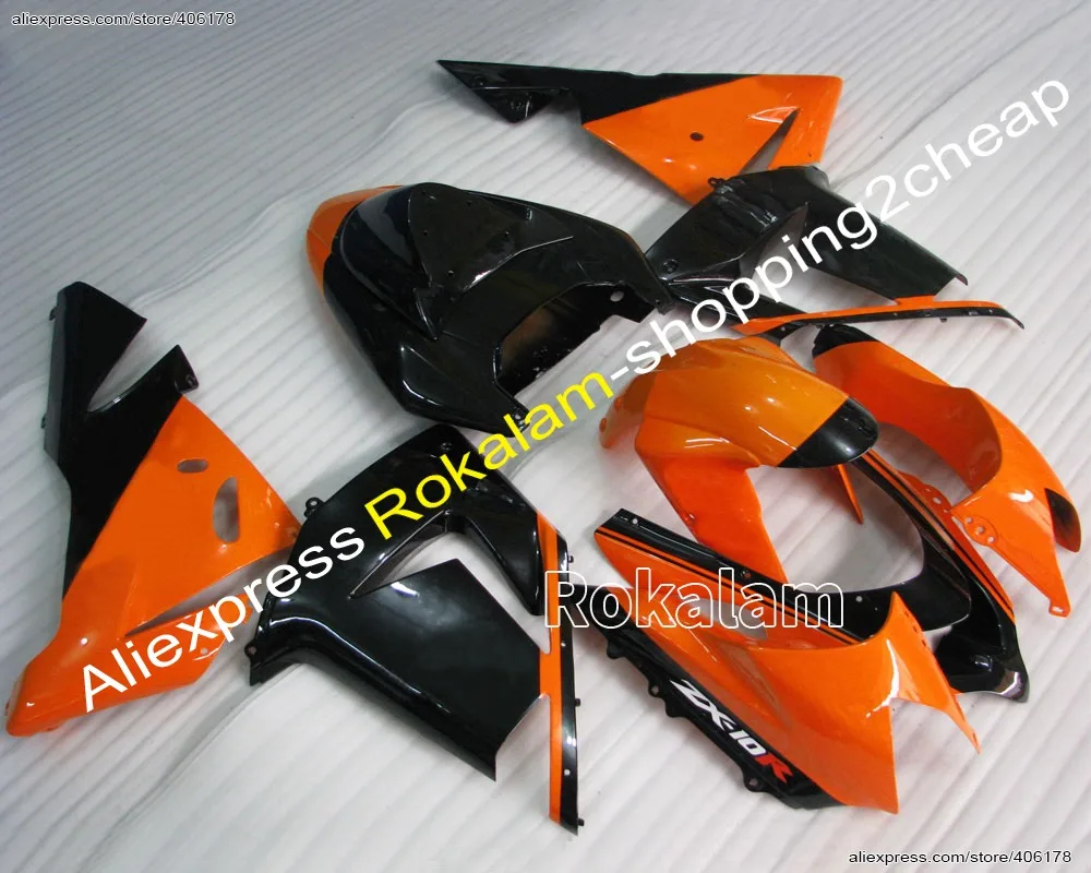 04 05 Ninja ZX-10R Fairings Set For Kawasaki Ninja ZX10R 2004 2005 Orange Black Road Bike Fairing Kit (Injection Molding)