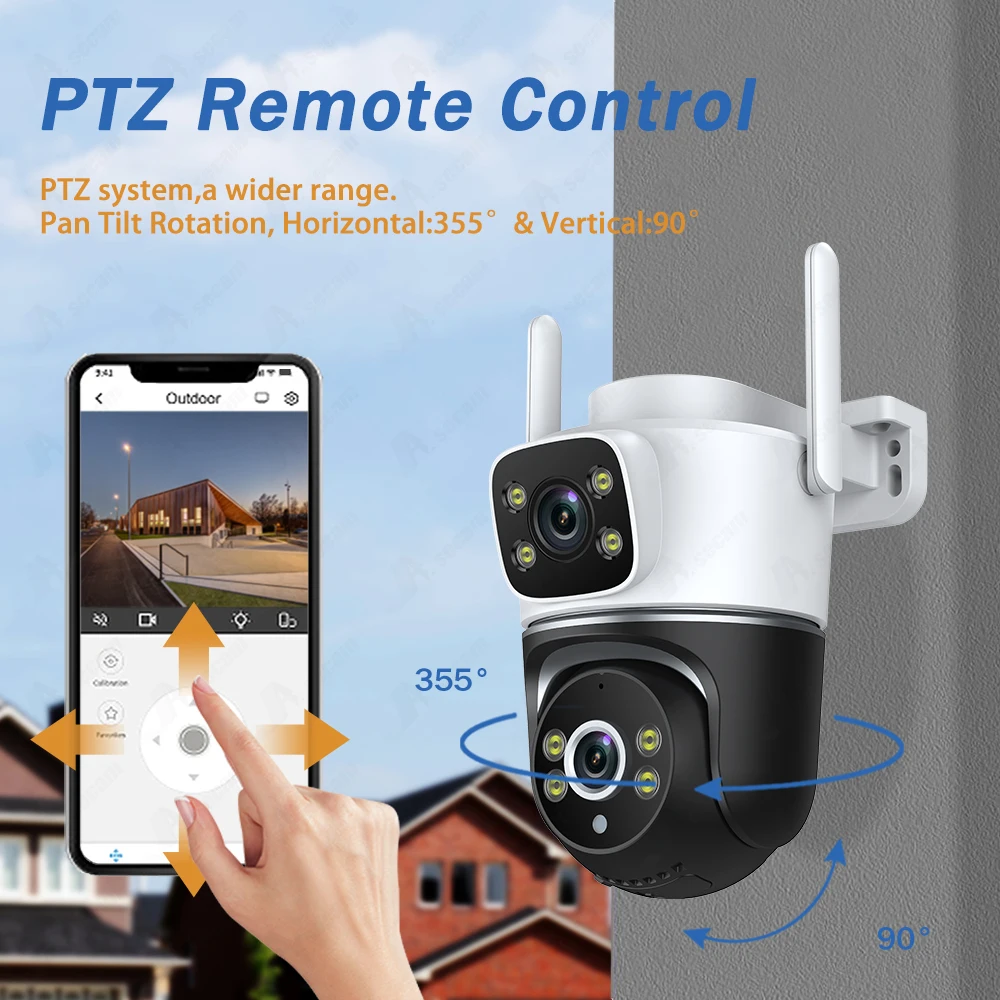 Tuya Smart 4K 8MP WiFi Camera Dual Lens Dual Screens PTZ Surveillance Home Monitor Security Protection CCTV Video Outdoor Camera