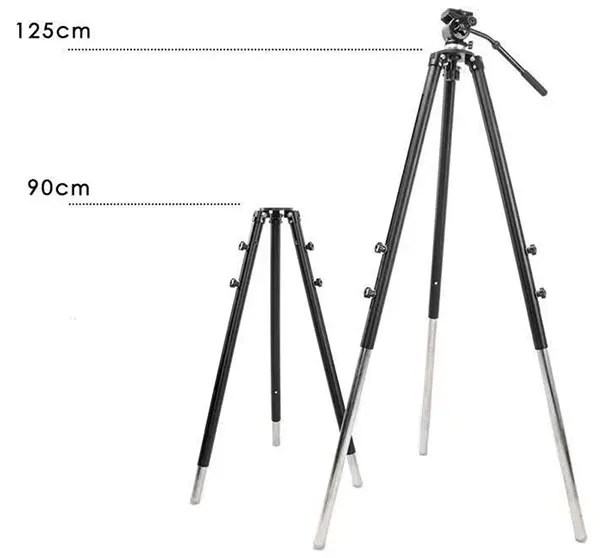 Professional Aluminum Telescopic Camera Tripod Stand Swivel Caster Wheels 120kg Load Capacity Adjustable 90cm 125cm for Film