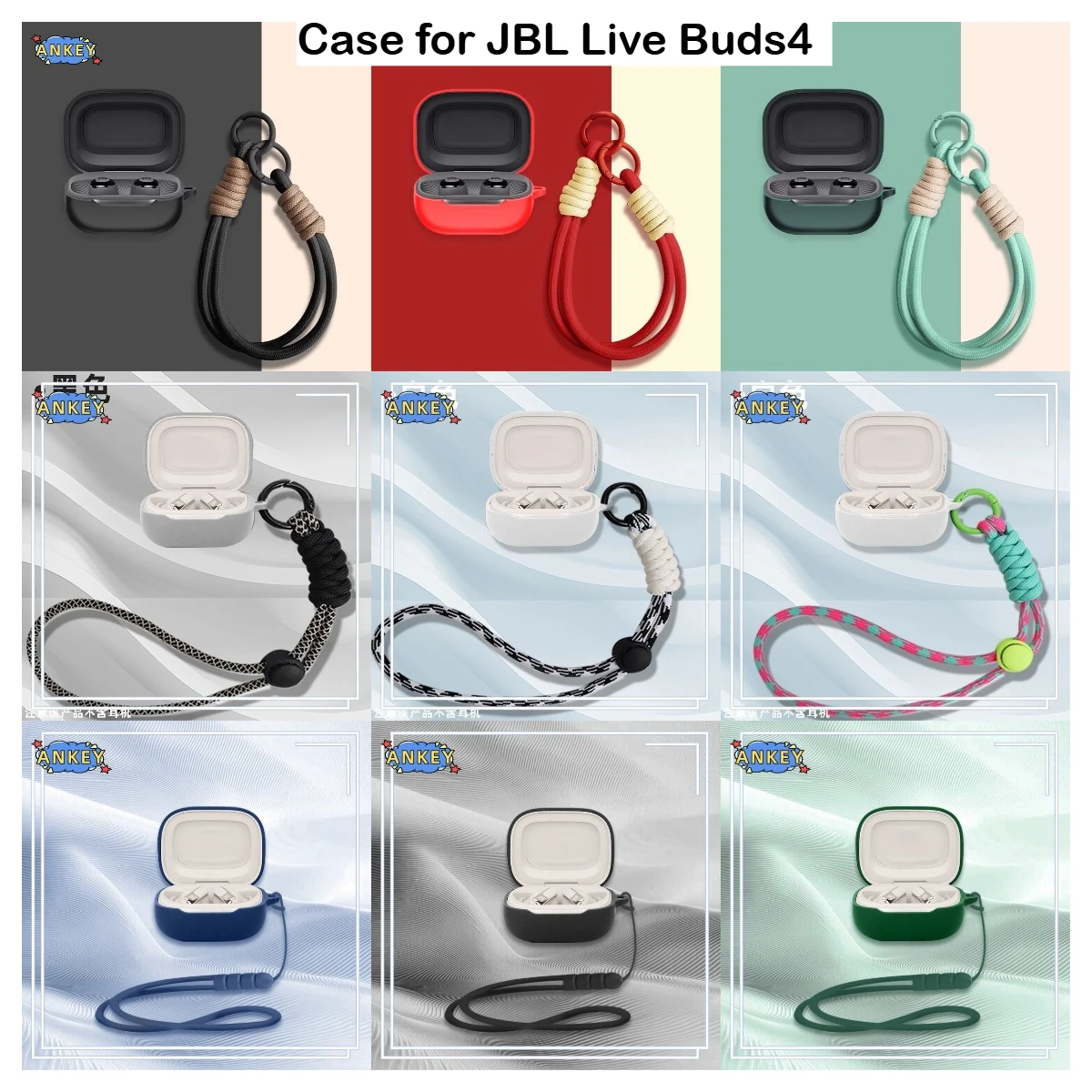 

Совместим с JBL Live Buds 4, защитный чехол для наушников, мягкий силиконовый чехол с защитой от падения, беспроводные Bluetooth-наушники с ремешком для переноски.