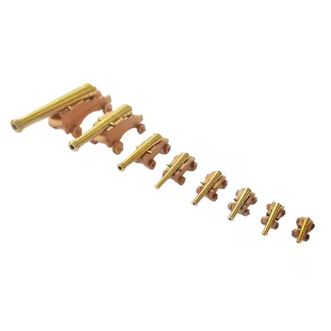 Cherry Wood Deck Cannon Ship Model AaccessoriesCNC Brass Cannon + Cherry Wooden Carriage Base 1 Set