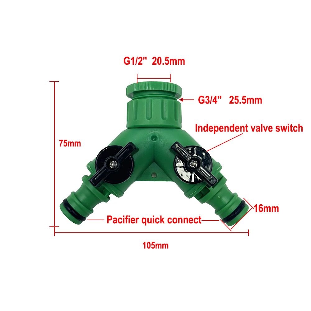 1 قطعة حديقة الحنفية المياه الفاصل 1/2 "3/4" أنثى الموضوع 2-Way حديقة خرطوم Y نوع سقي قابل للتعديل التبديل تحكم المياه صمام