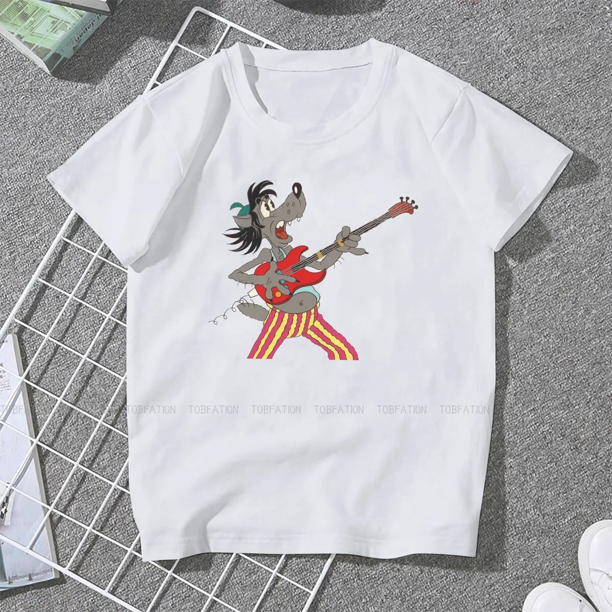 Play Guitar Cute Girls Women T-Shirt Nu Pogodi Wolf Hare Russian Cartoon 5XL Blusas Harajuku Casual Short Sleeve Vintage Tops