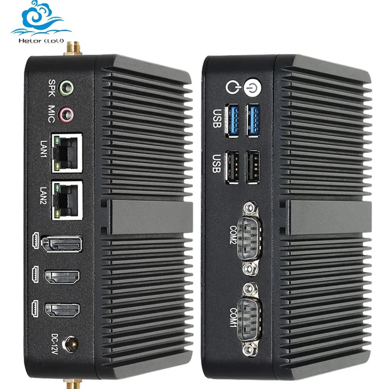 2LAN2COM3Display  Industrial Mini PC with Inter N100 Processor Support 16Gb DDR4 WIN10/11 LINUX WiFi Firewall Fanless Computer