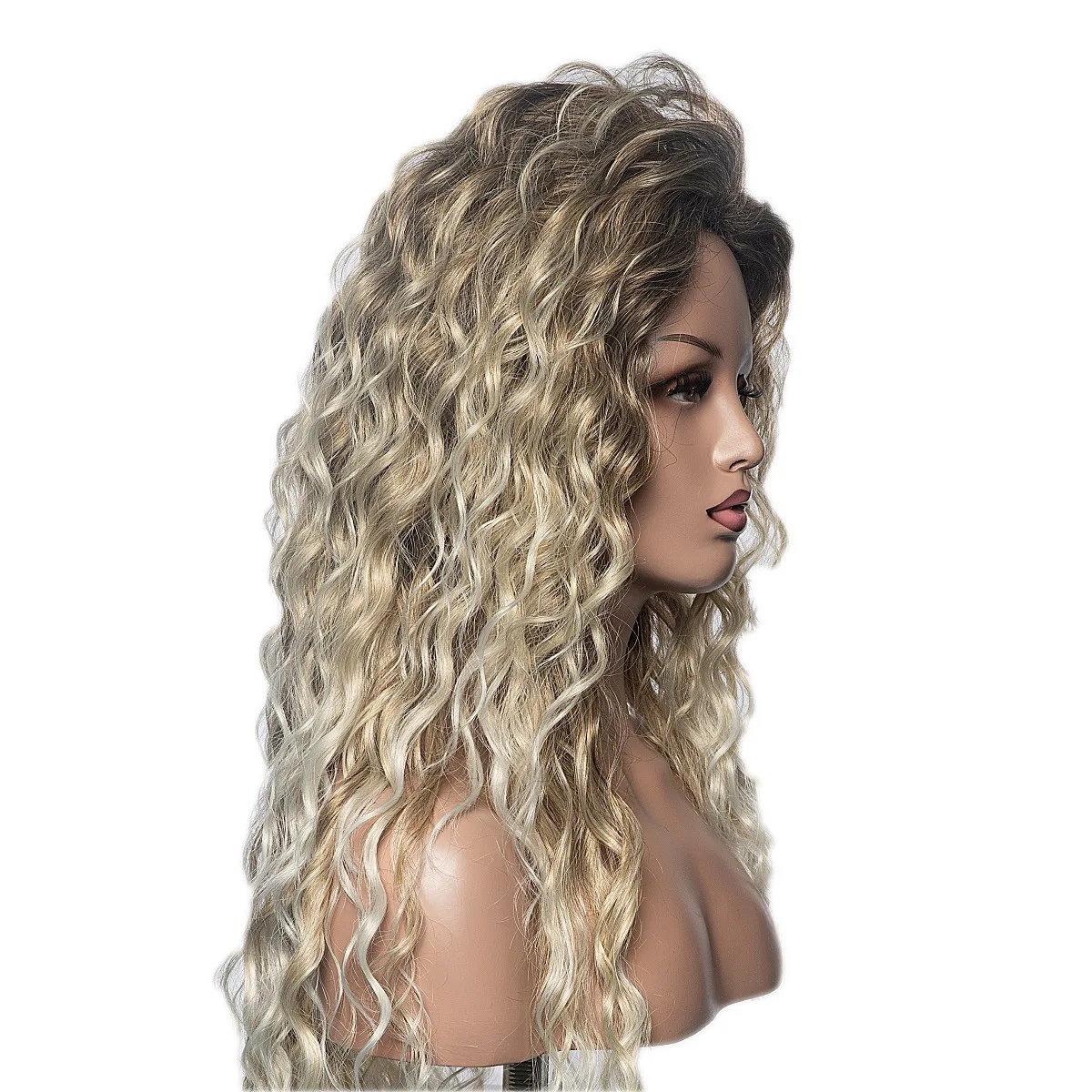 Kanekalon-peruca loira marrom para mulheres, cabelo encaracolado pequeno, cabelo africano longo, resistente ao calor, perucas de maquiagem diária, 7 cores, festa