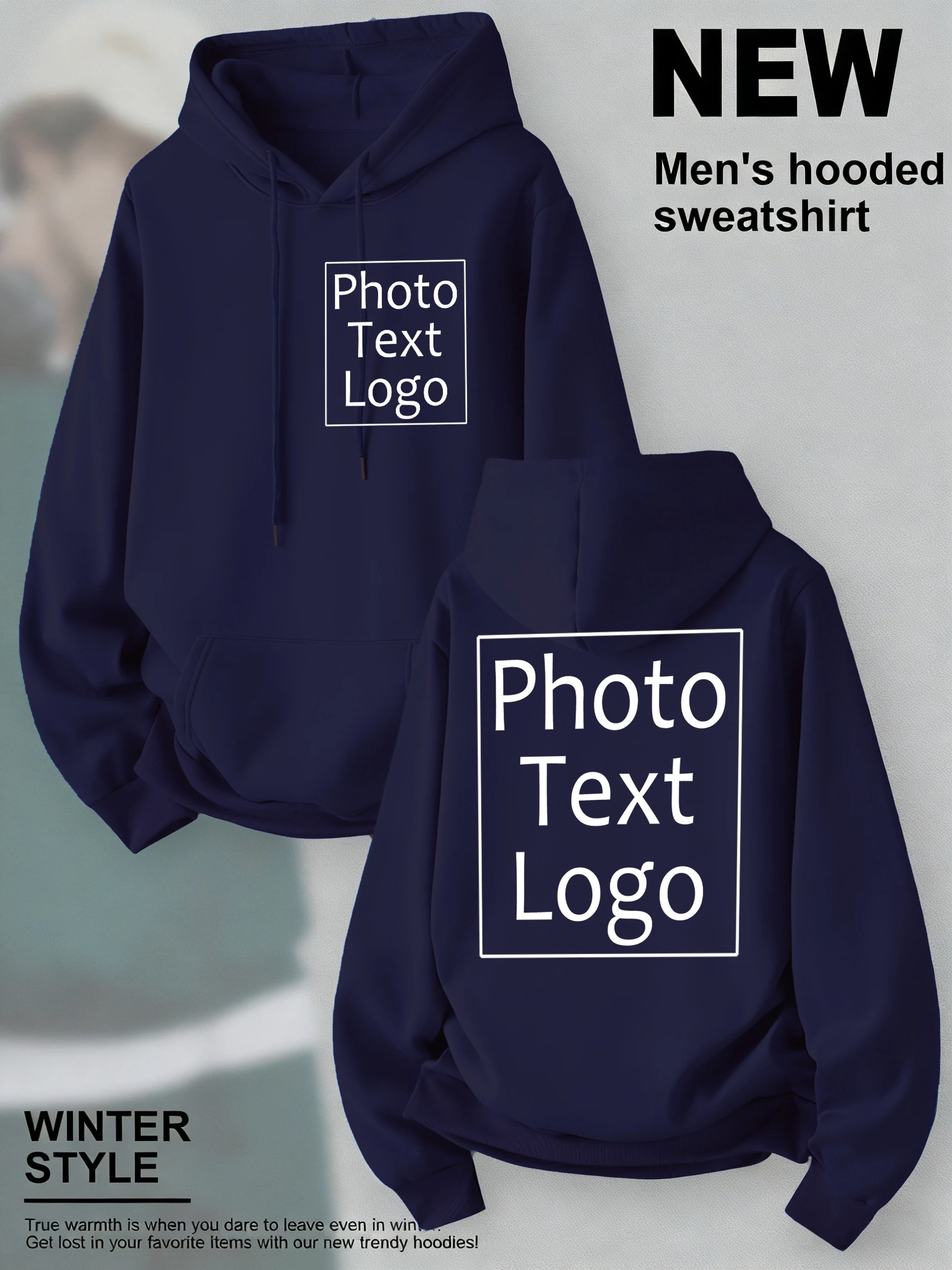 Personalisierter, individuell gestalteter Herbst-Freizeit-Sport-Hoodie für Herren, Fleece-Team-Basic-Sweatshirts, Streetwear, Büro-Arbeitskleidung, kreative Kleidung – Detail 19