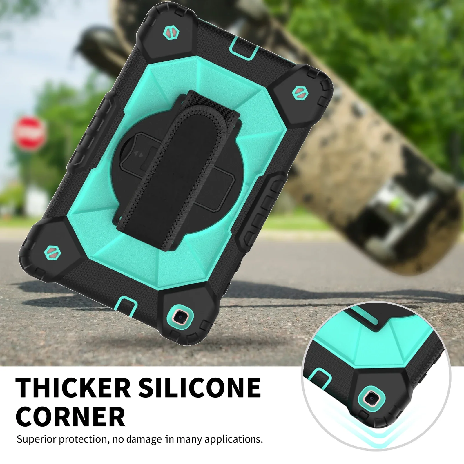 Case for Samsung Galaxy Tab A 8.0 2019 SM-T290 T295 T297 Silicon Shockproof Rugged Cover with Kickstand Hand Shoulder Strap