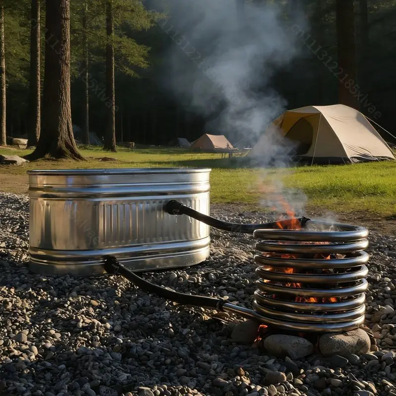 Stainless Steel Heat Exchange Coil, Wholesale Custom Length Wood Fired Hot Tub Heater with Durable Hose for Outdoor Camping