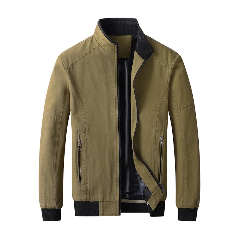 

New Autumn and Winter Jacket for Men Slimming Stand-up Collar Pure Cotton Washable Jacket Outdoor Casual Streetwear for Men