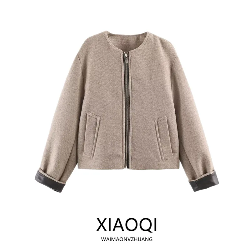 2026年春 レディース ファッション レザー風ジャケット 多用途アウターウェア 新着 ショートジッパー開閉 その他素材 ロングスリーブ