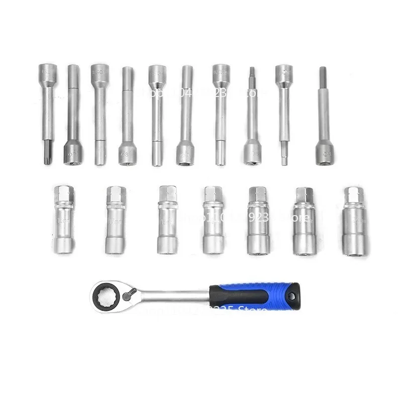 

Подходит для 18-компонентного гнезда амортизатора, набор ключей для разборки переднего и заднего амортизатора