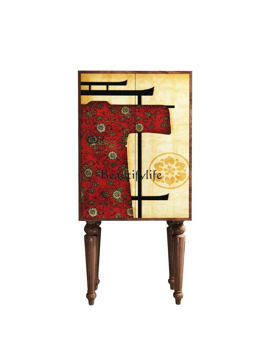 

Solid Wood Chest of Drawers New Chinese Style Multi-Functional Wall-Mounted High-Leg Storage Cabinet