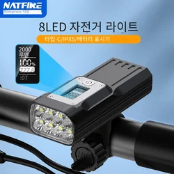 NATFIRE Powerful Bike Light OLED Display 10000mAh Rechargeable Bicycle Headlight Flashlight Type-C Charging 2000LM Lamp