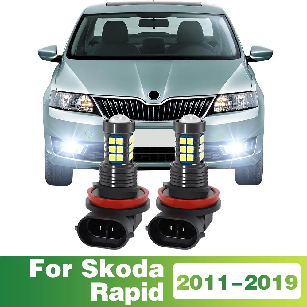 

2 Pcs LED Lamp Car Front Fog Light For Skoda Rapid 2011 2012 2013 2014 2015 2016 2017 2018 2019 Accessories