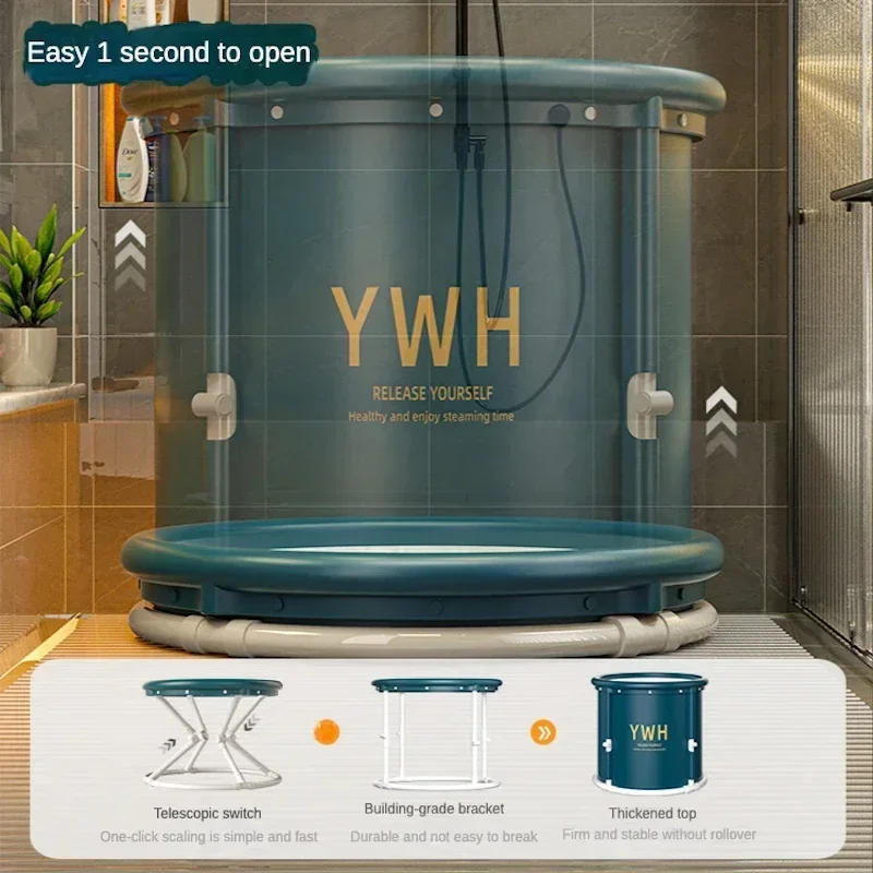 Foldable Bathtub Adult Whole Body Large Bathtub Thicken Shower Barrel Portable Household Available Folding Tub Spa Bath Bucket