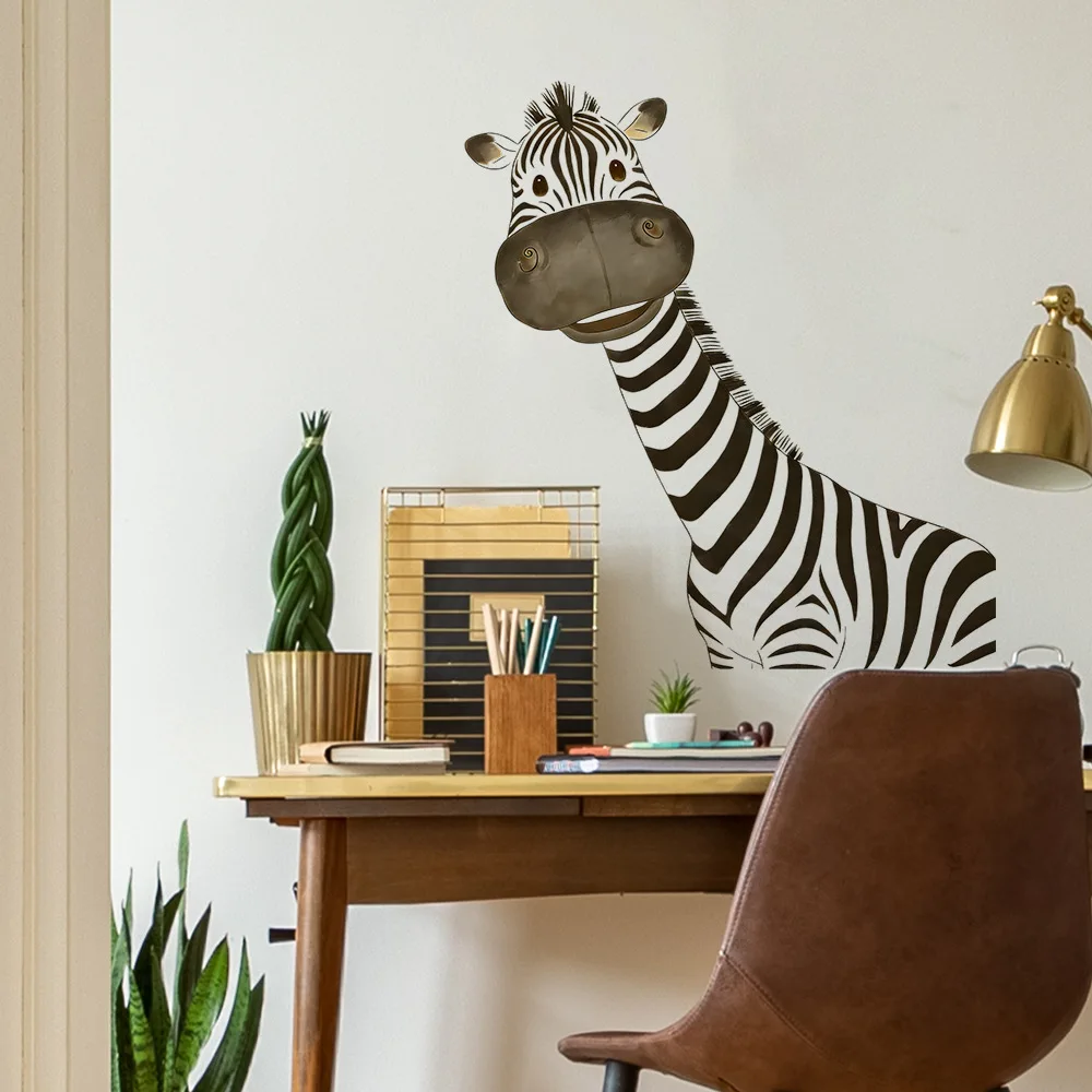 

Creative Cute Zebra Wall Sticker Living Room Background Decor Wallpaper Bedroom Decoration Self-adhesive For Home Animals Decals