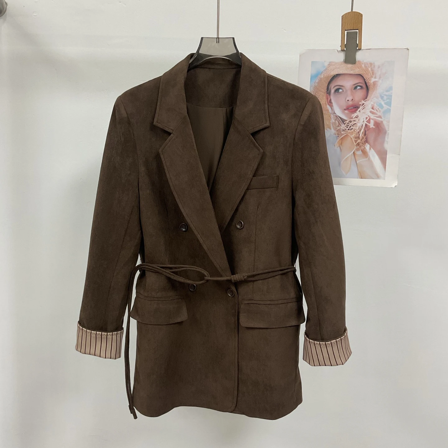 Autumn/Winter New Arrival: Faux Suede Lace-Up Lapel BlazerNO.29