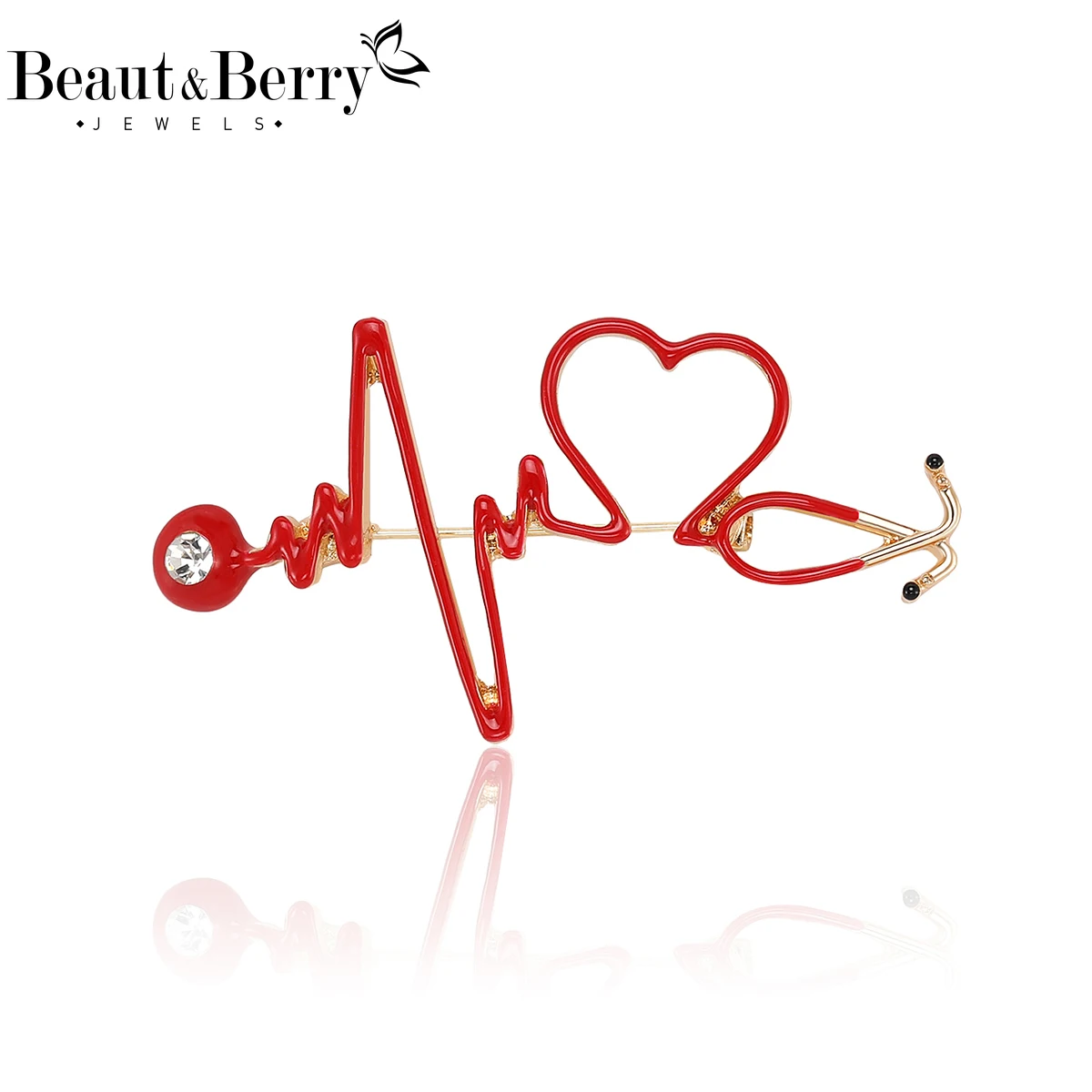 

Beaut&Berry Trendy Enamel Electrocardiogram Brooches for Women Unisex Heart Pins Casual Party Jewelry Accessories Gifts