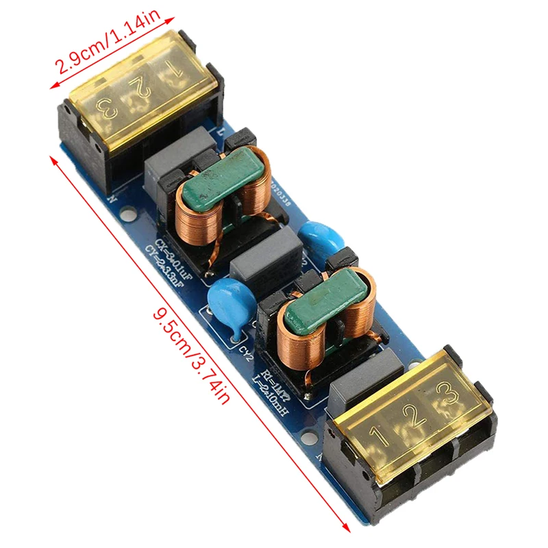 1pc 25A 6A Power Supply Filter EMI High Frequency 2 Stage Power Supply EMI Filter Low-pass Filter Board for Frequency Conversion