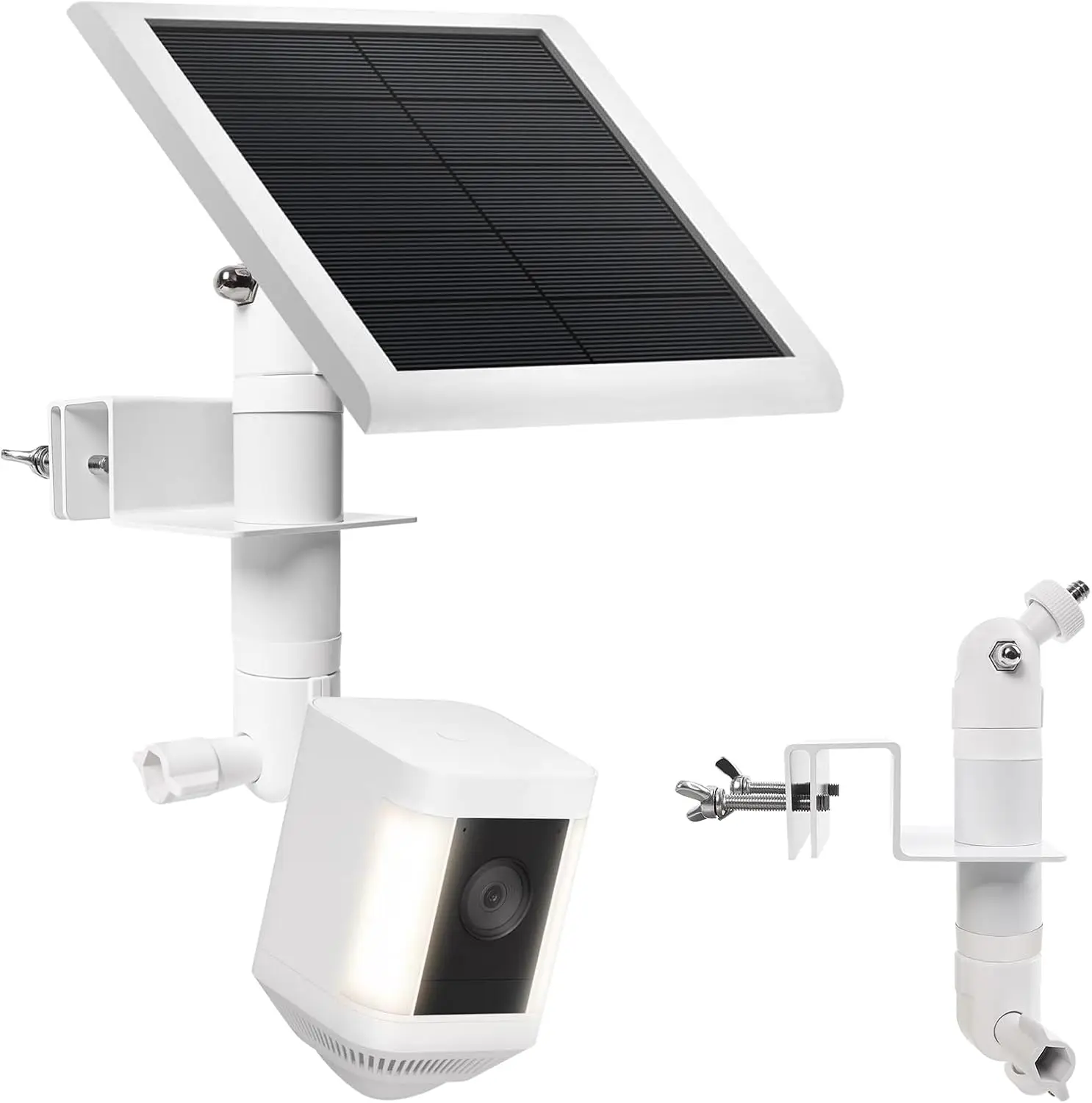 2-in-1 No-Drill Gutter Mount Bracket for Ring Cameras & Solar Panels 360° Adjustable Outdoor Security Camera Mount Weatherproof