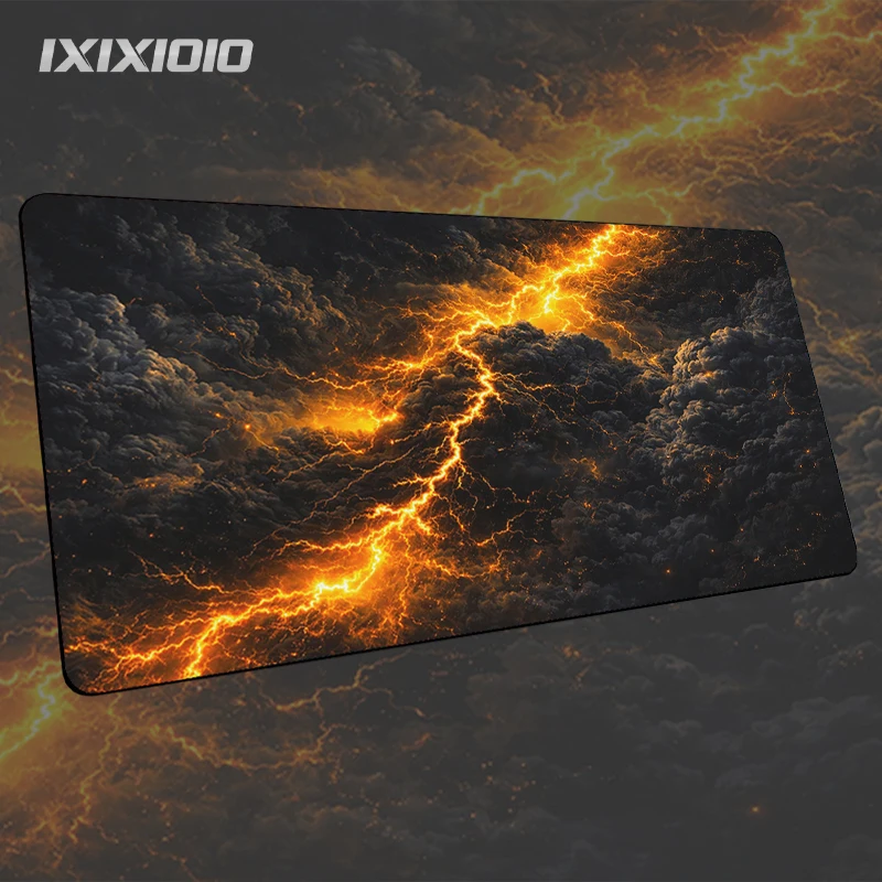 Black Clouds Golden Lightning Mouse Pad Gamer printon demand Computer Mousepad XXL Mechanical Keyboard Pad Non-Slip Mice Pad