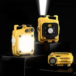 SMILING SHARK LED Flashlight Keychain Light Bright COB Light USB Rechargeable Work Lamp Fishing Lanterna Magnet Built-in Battery