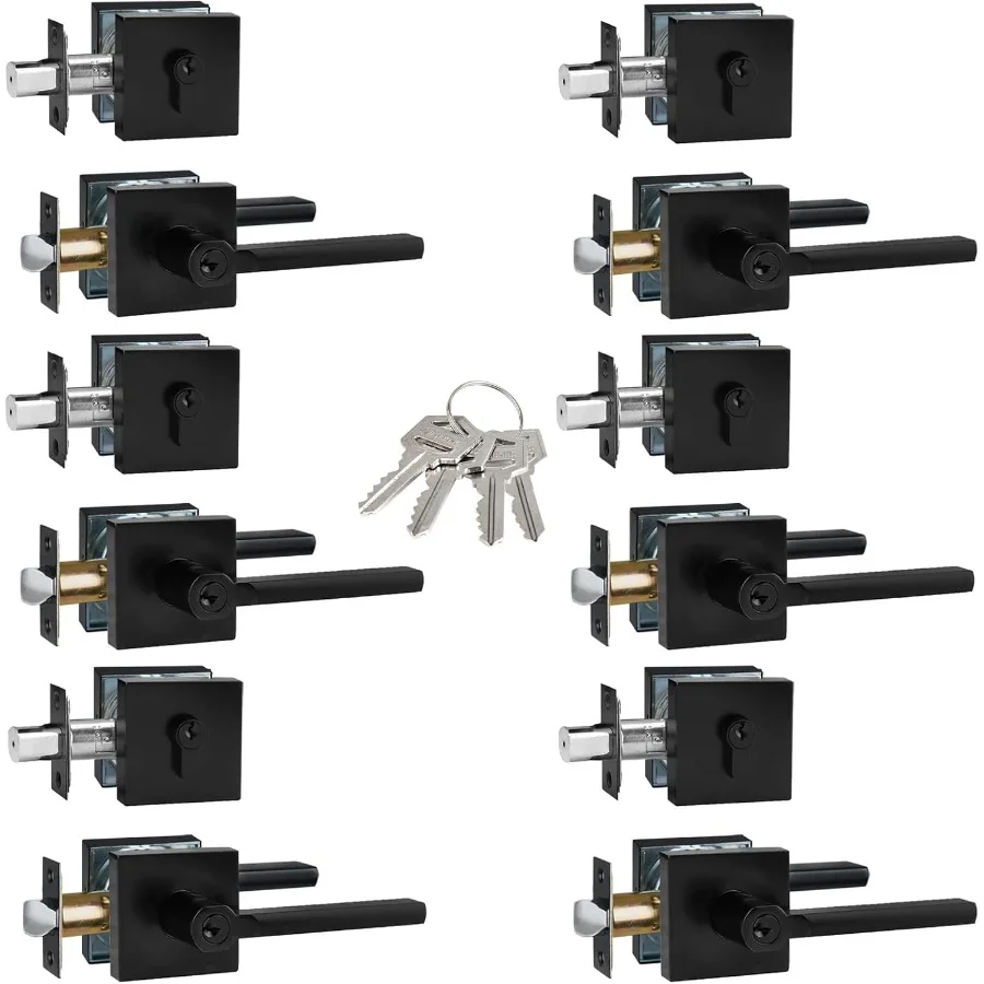 مرتبط على حد سواء جميع المفاتيح ذات الأسطوانة الواحدة ديدبولت كومبو الباب الأمامي مقبض الباب الخارجي مع لمسة نهائية سوداء غير لامعة للتأمين