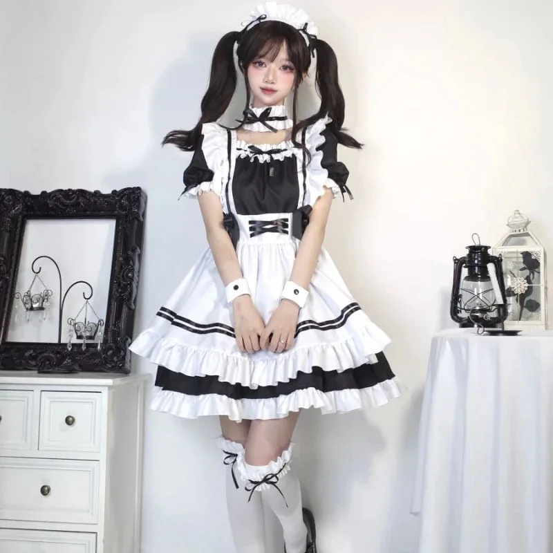일본 고딕 시시 드레스 달콤한 여학생 할로윈 파티 메이드 역할 놀이 의상 카와이 핑크 애니메이션 쇼 의상 5XLa;6'x
