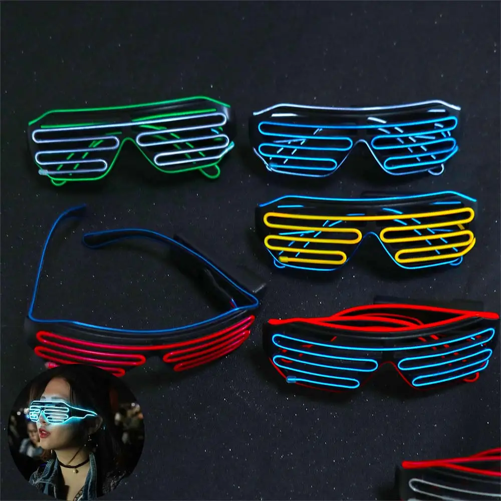 Fashion Wireless LED Glowing Glasses Cool Colorful Neon Glasses Glow-in-the-dark Double Colors Fluorescent Glasses Wedding Party