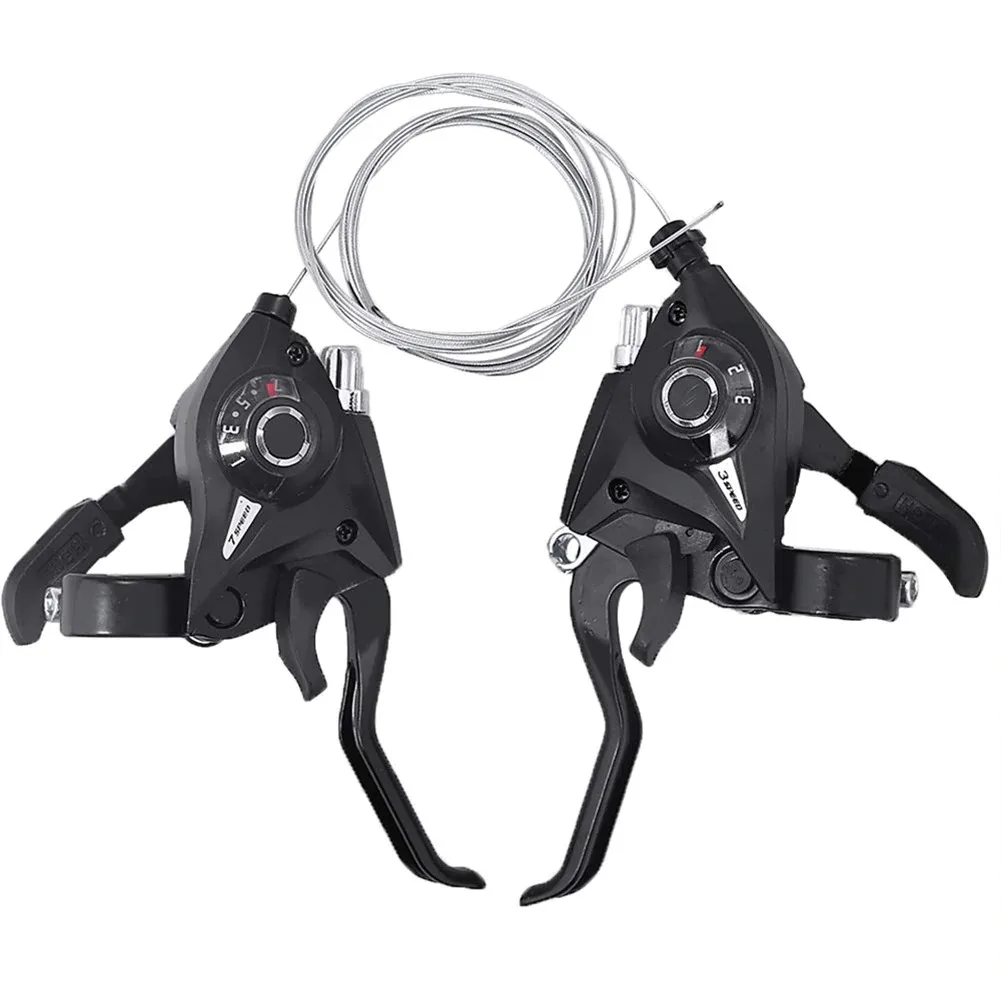 MTB Mountain Bike Bicycle 3x7 Speed Derailleurs Shifter Brake Levers Compatible 21-23mm Mountain Bikes Shifter Brake