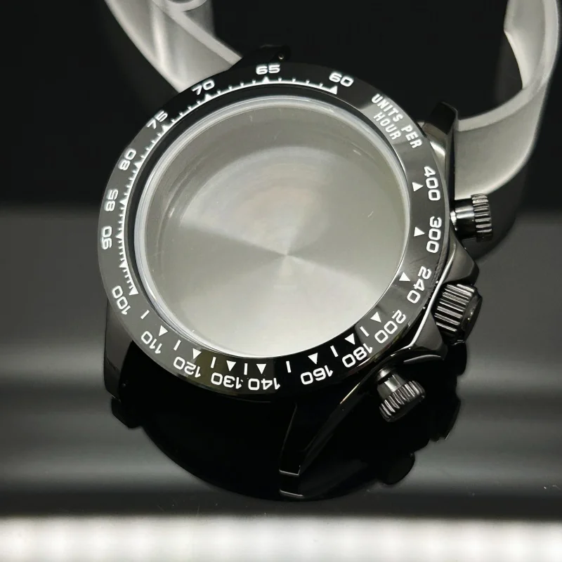 

Multifunction Black Gold Steel Band Watch Case Sapphire Crystal Bracelet for Daytona VK63/64 Movement Ceramic Parts 29.5mm Dial