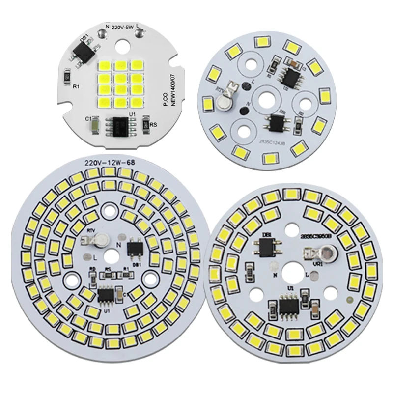 Round Led Chip on Board SMD2835 Smart IC Driverless AC 220V Fit For GU10 Downlight Spotlight 5W 7W 9W 12W LED Bulb Chip Lamp