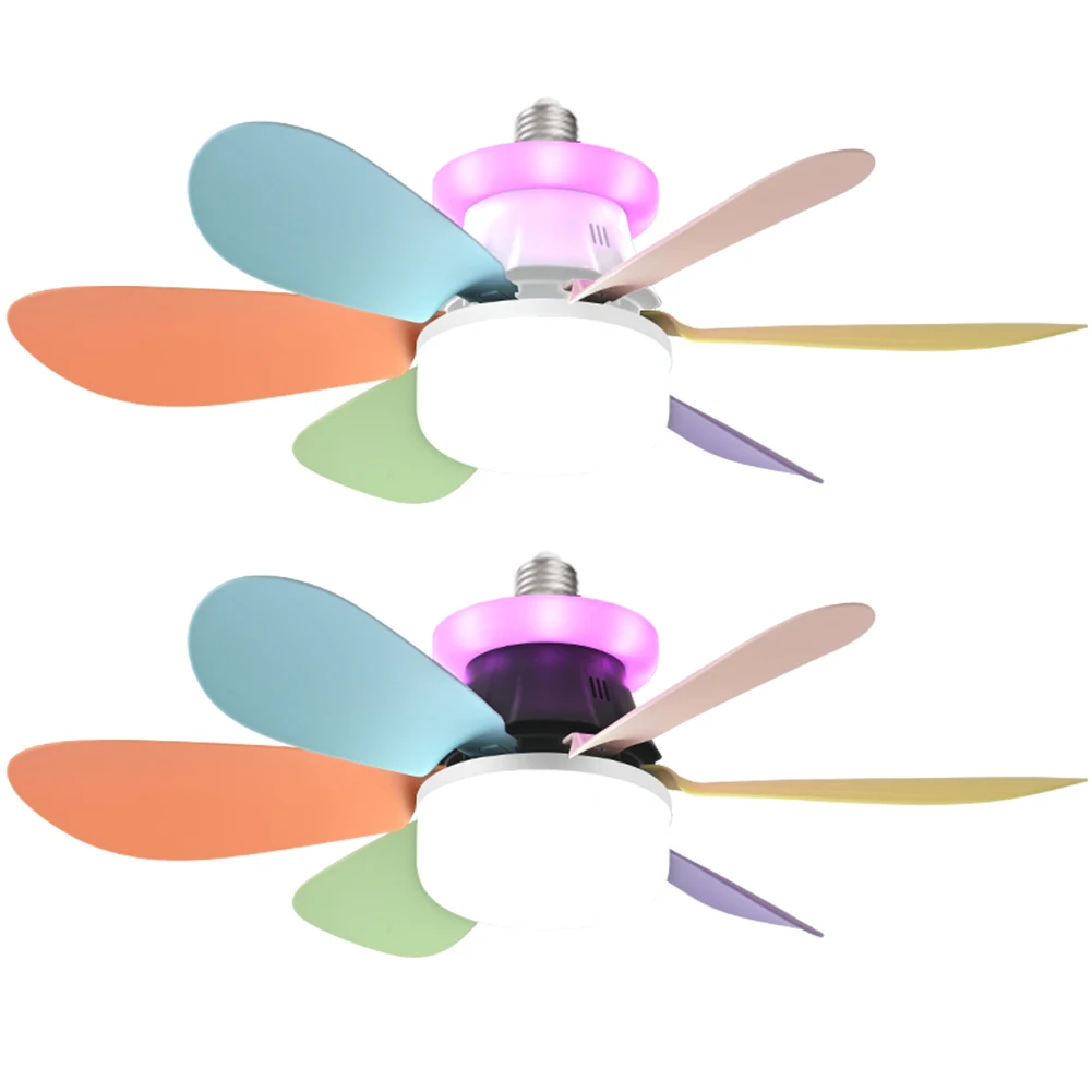 40W Ceiling Fans Lights RGB Dimmable Flush Mount Ceiling Fan Lamp Stepless Dimming Decorative Ceiling Fanlight for Living Room