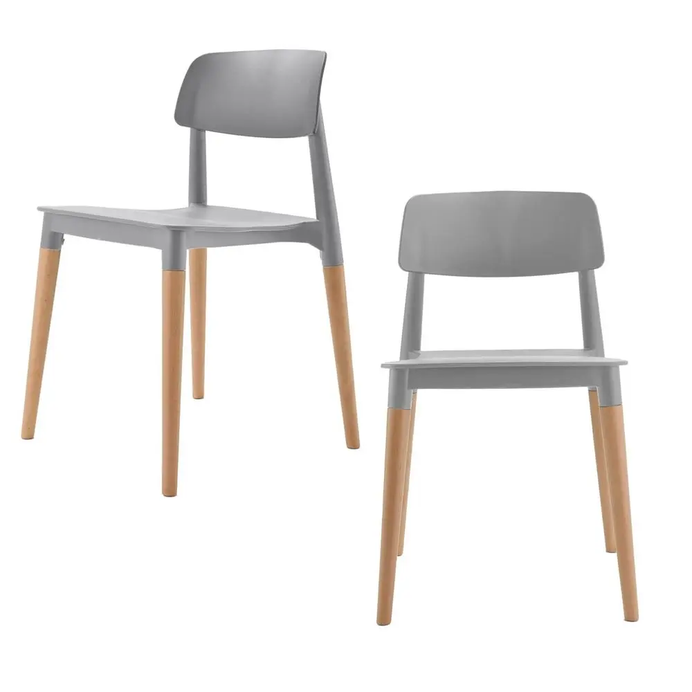 

Dining Bistro Cafe Style Modern Minimalist Side Chair Set of 2 Grey
