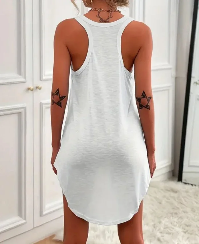 Vestidos femininos 2025 verão moda u-pescoço sem mangas casual simples diário mini colete reto vestido roupas femininas