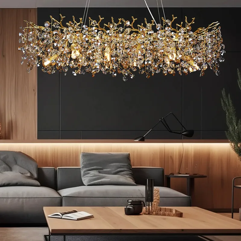 Luxury Crystal Pendant Chandelier Dining Room Led Lights Restaurant Hanging Light Fixture Sun Flower Crystal Led Chandelier