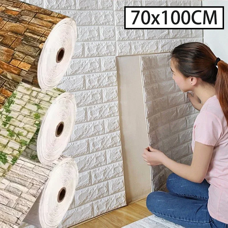 

70 см X 100 см 3D кирпичный узор настенные панели обои DIY водонепроницаемые для гостиной спальни кухня фон украшения стены