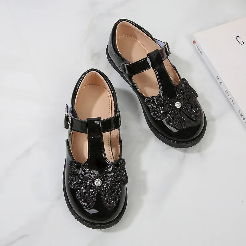 

Children Casual Mary Janes for Party Wedding Shows 2023 New Butterfly Non-slip Kids Girls Casual Shoes Hook & Loop Shallow Flats