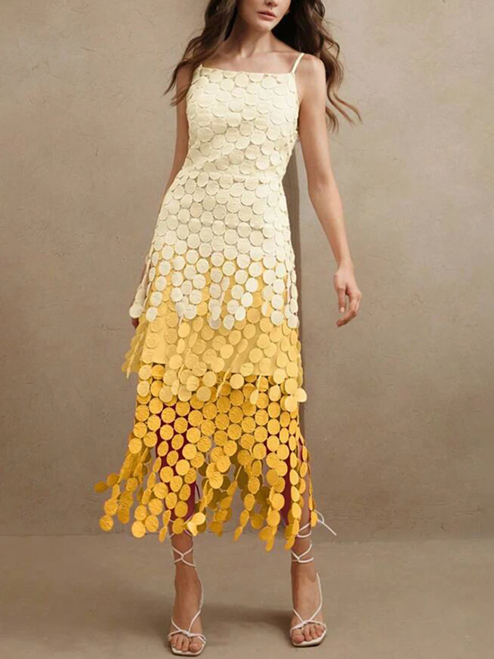 Design Sense Hollow Camisole Long Skirt 2026 Summer European And American Gradient Irregular Long Dress